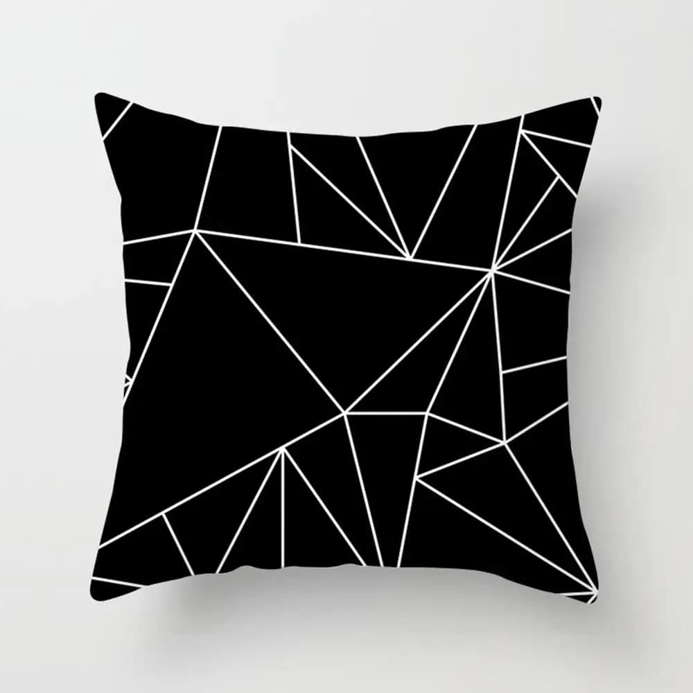 Taie d'oreiller carrée décorative à la mode, housse de coussin géométrique, noir et blanc, salon, dé