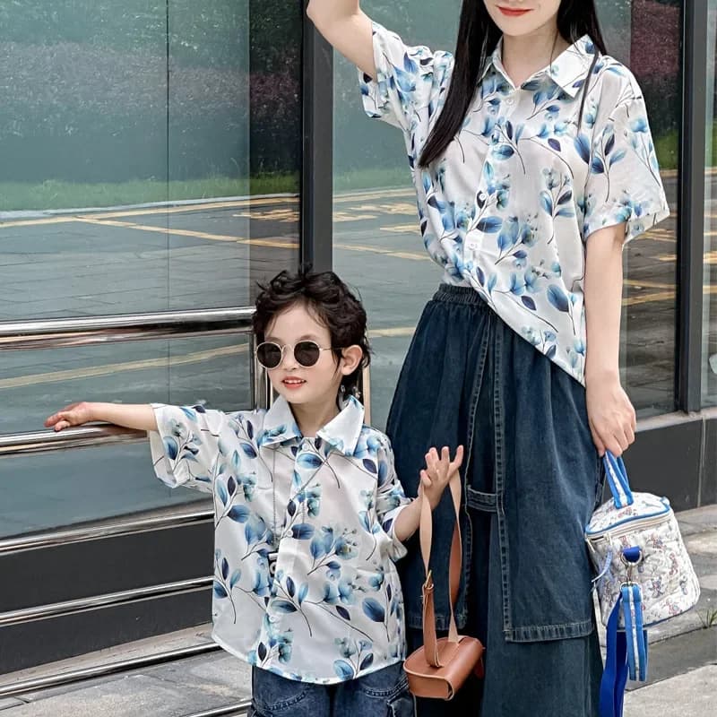 Chemise Vintage à manches courtes, ensemble assorti pour la famille, tenue de voyage florale pour en