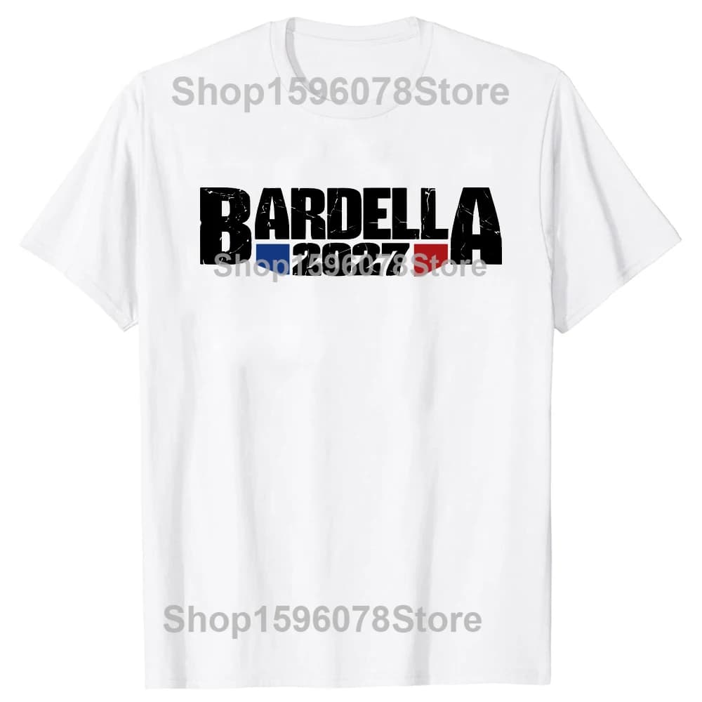 Bardella 2027 t-shirt rétro texte français Bardella Fans cadeau t-shirt hauts taille ue 100% coton d