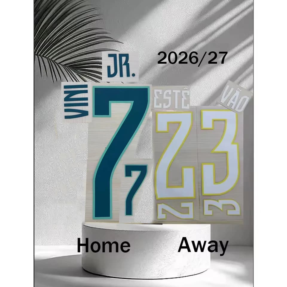 2026/27 Braz2il RODRY10GO Kits de noms de joueurs domicile et extérieur thermocollants VINI7 JR. Nom