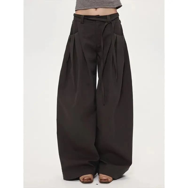 Femmes taille haute pantalon à jambes larges 2025 automne rétro Cargo pantalon à jambes larges femme