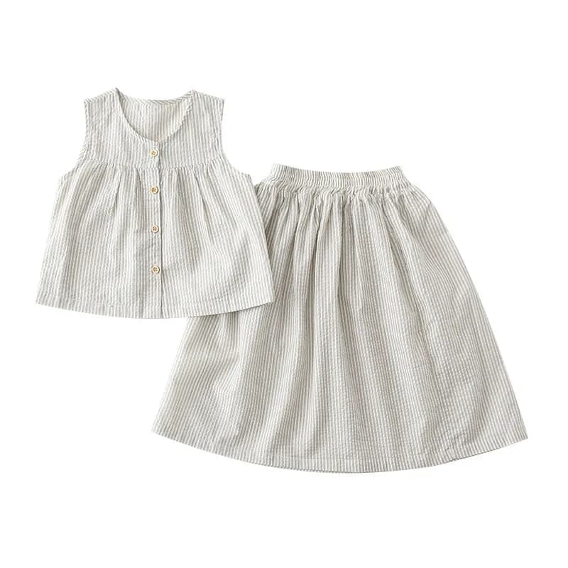 Ensemble 2 pièces mère et fille, tenues assorties pour la famille, style coréen, veste sans manches