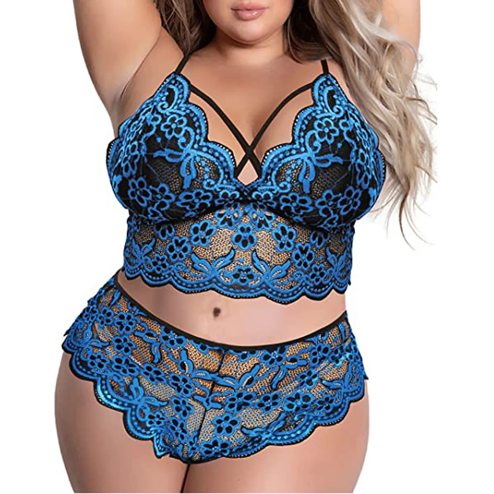Grande taille soutien-gorge 2 pièces ensembles Lingerie Sexy femmes dentelle broderie soutien-gorge