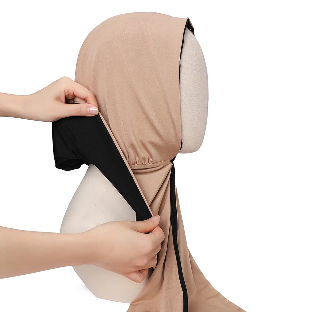 Nouveau Hijab Instantané en Jersey Deux Couleurs avec Sous-Hijab, Bonnets Hijab pour Femmes Musulman