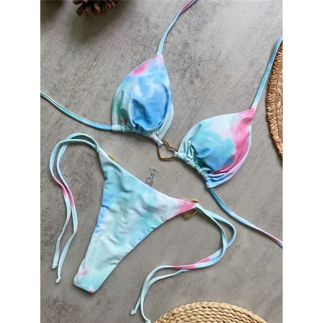 Maillot de bain bikini deux pièces sexy extrême pour femme, mini micro string, K8291