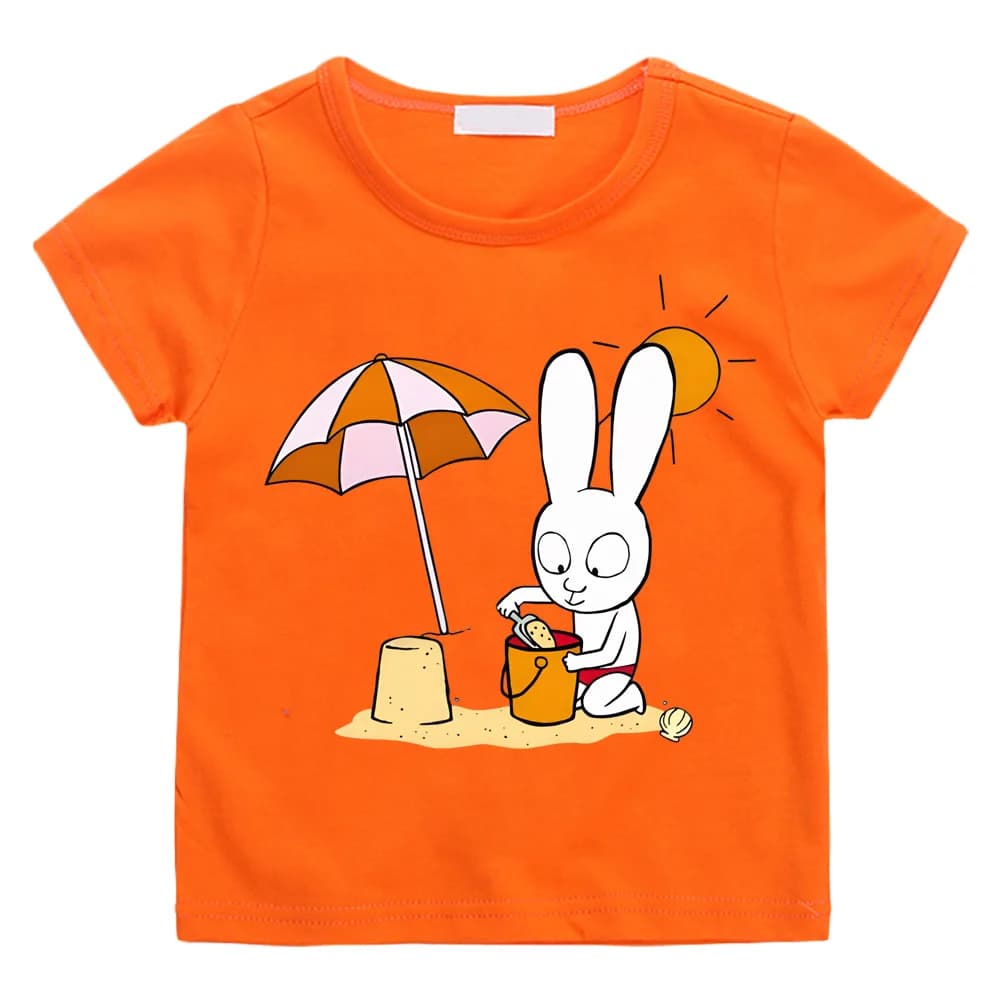 Simon vacances d'été enfants T-shirt 2026 nouveau Simon Super lapin enfants dessin animé T-shirts 10