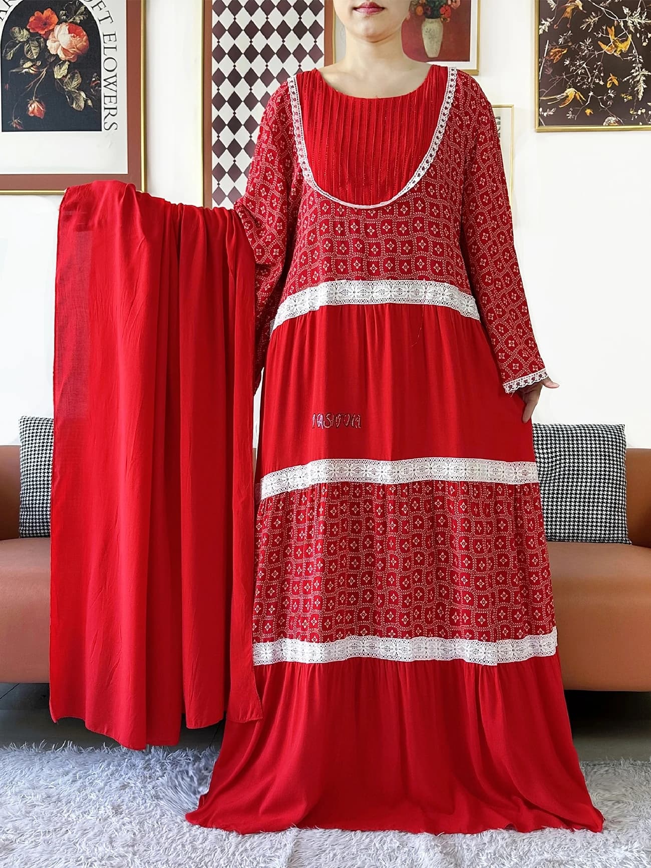 Robe africaine Boubou KASHKHA en coton de haute qualité, robe ample musulmane africaine avec grand f