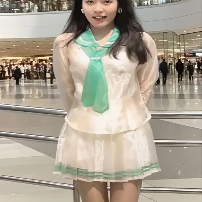 Grande taille Sexy voir à travers Organza brillant doux chemise cravate jupes Lolita Cos Cross-dress