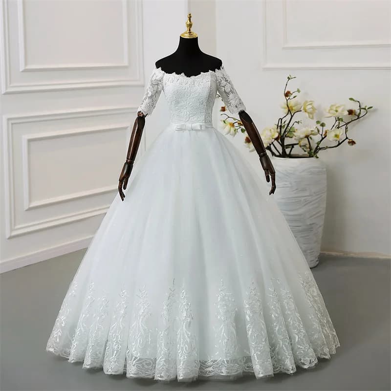 Robes De mariée personnalisées à manches mi-longues, grande taille, nouvelle robe De bal brodée en d