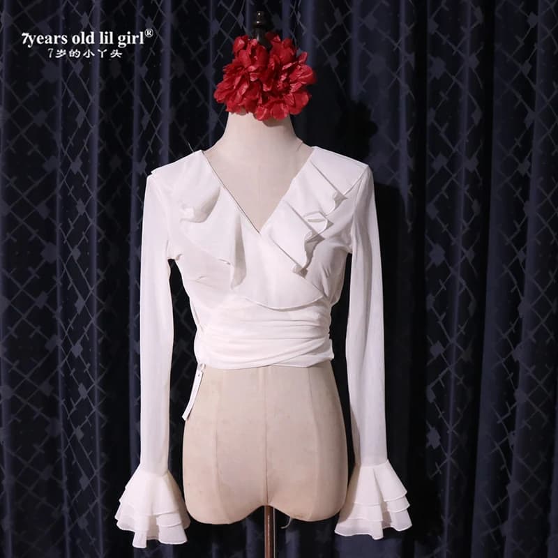 Chemise de danse flamenco pour femmes, haut à volants, costume espagnol, nouveau FLM03