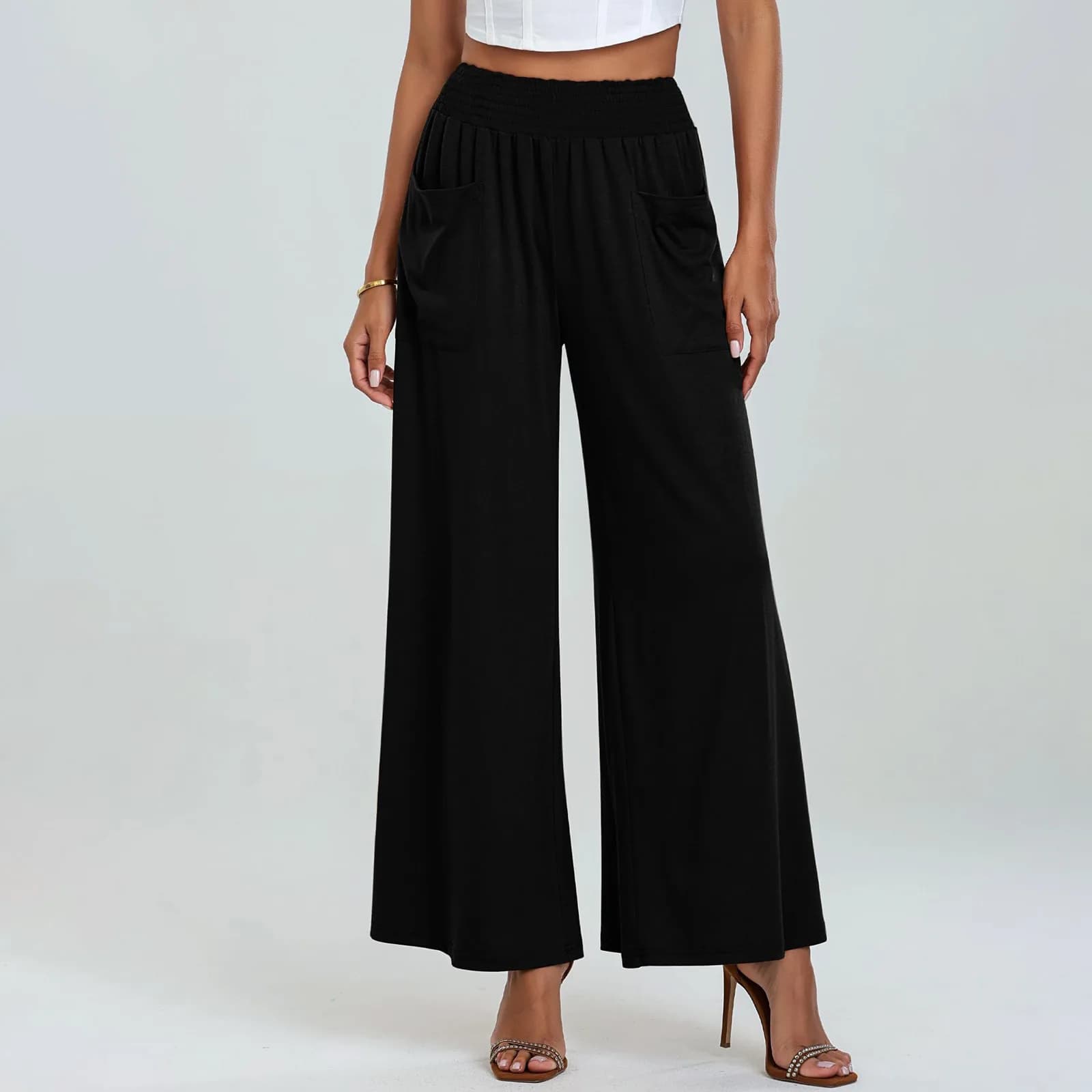 Pantalon taille haute légèrement épicé pour femmes européennes et américaines, taille élastique, amp