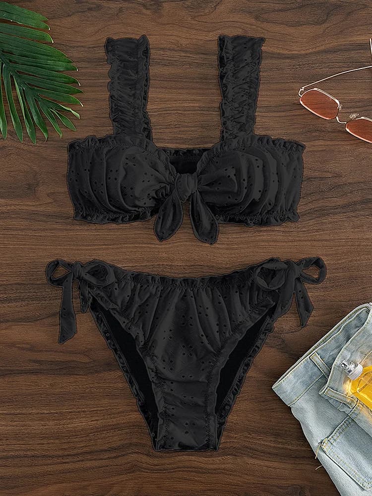 Circyy ensemble de Bikini à volants femmes maillot de bain Sexy deux pièces à lacets nœud dos nu mai
