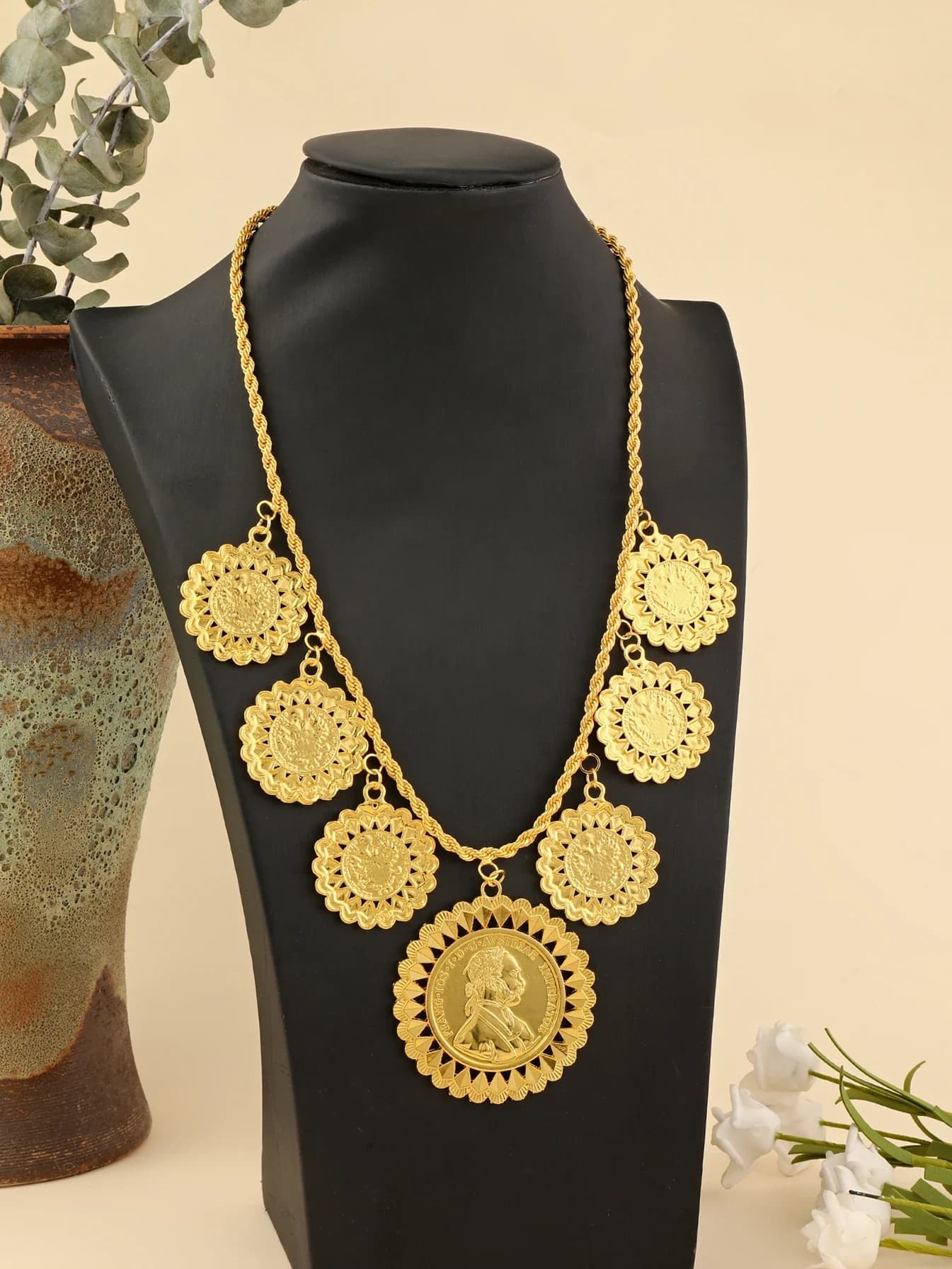 Collier avec pendentif en métal à motif de pièce de monnaie française Vintage, collier à motif de tê