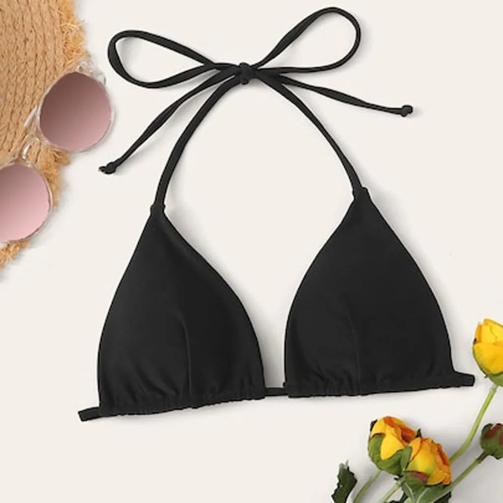 Femmes Bikini soutien-gorge haut Push Up licou bain haut court Sexy cravate dos maillots de bain été