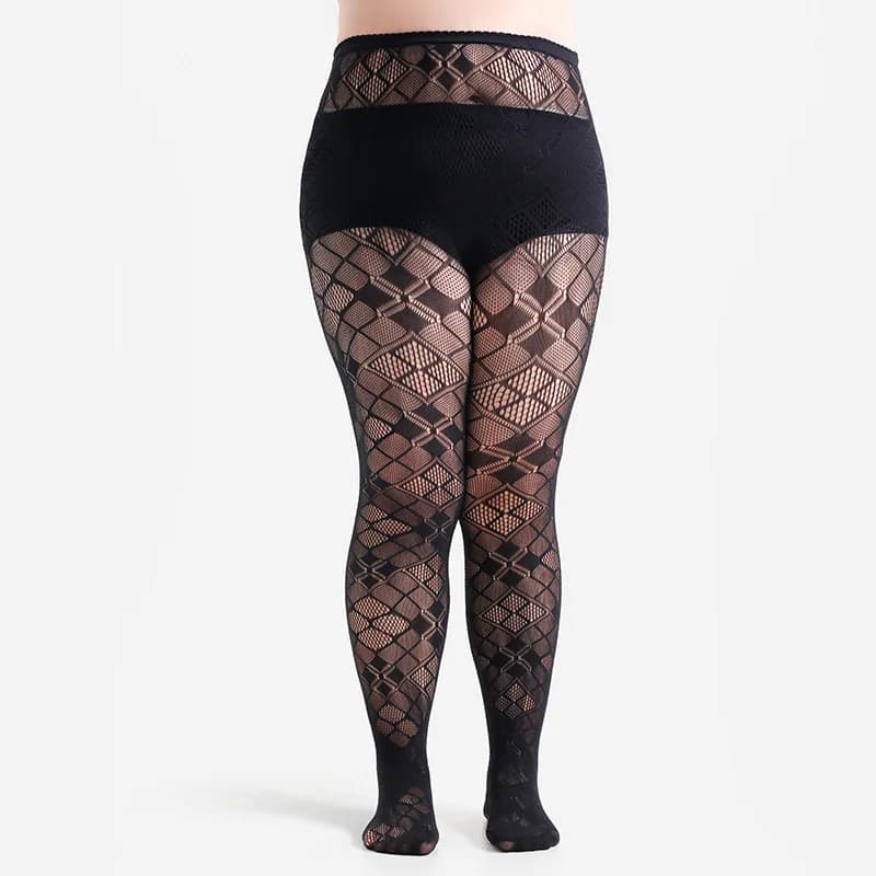 Filet de pêche Jacquard pour femmes, grille diamant, grande taille XL 2XL 3XL 4X, collants confortai