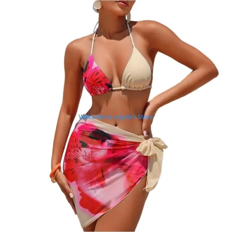 X4YC Ensemble deux pièces pour avec haut triangle bas string pour les vacances à plage