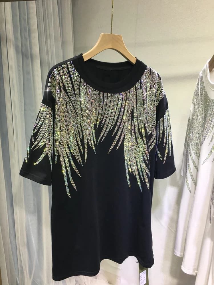 Chemise à strass, style raphic, pour omen, ummer otton omen's clothing, L-4XL
