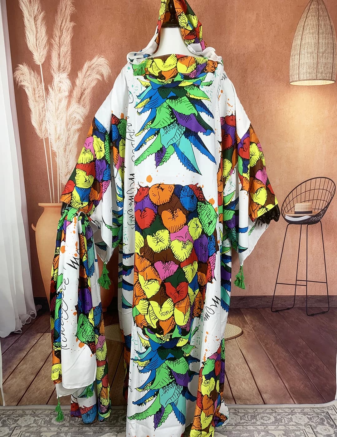 Boubou-Robe à Capuche en Coton Imprimé pour Femme, Grande Taille, Style Boho, Tenue Musulmane du Ram