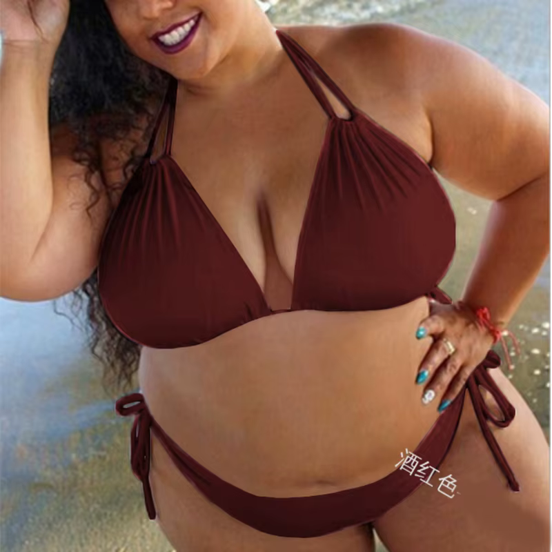 Bikini fendu pour femmes, maillot de bain grande taille, bretelles solides, dos nu, 2025