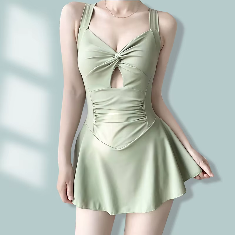 Maillot de bain une pièce pour femmes, couleur unie, amincissant, Style conservateur, serrage de la 